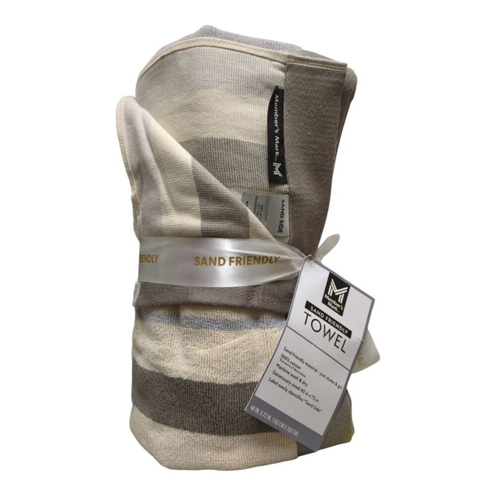 Seashore Grey - Member's Mark Adult Sand-Friendly 100% Cotton Beach Towels, 40"